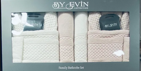 By Evin petek desen jakarlı bornoz seti