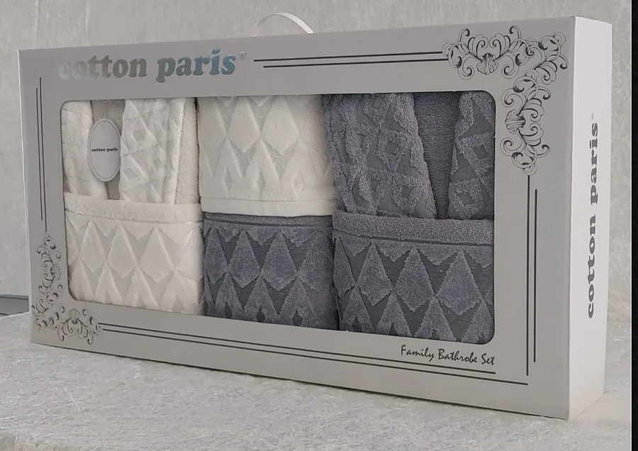 Cotton Paris premium kısmi kadife bornoz seti