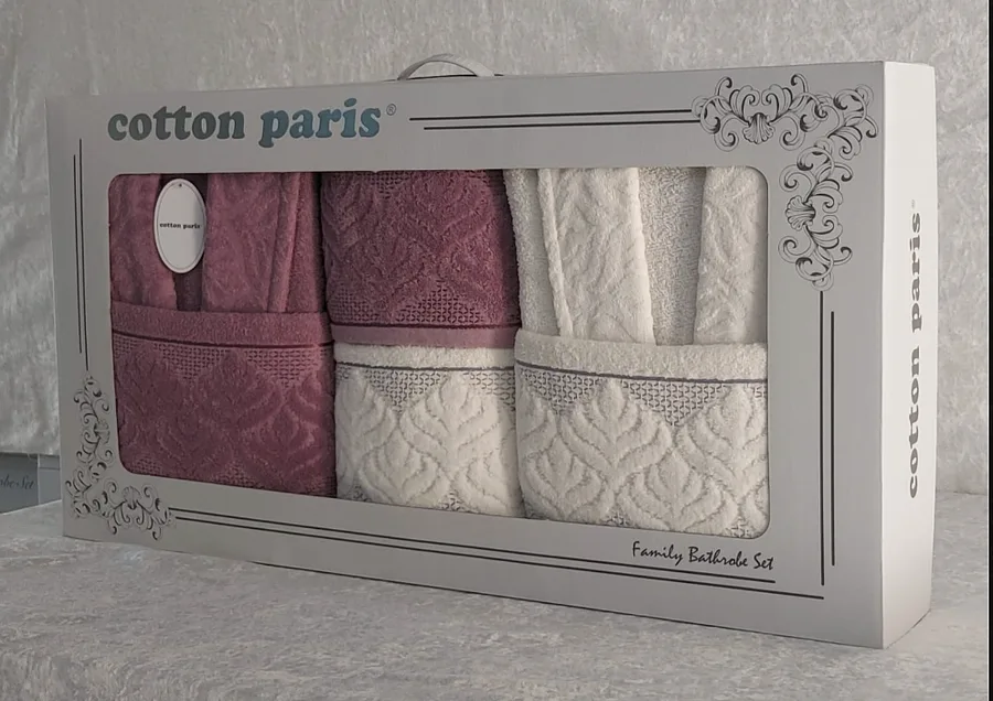 Cotton Paris premium kısmi kadife bornoz seti