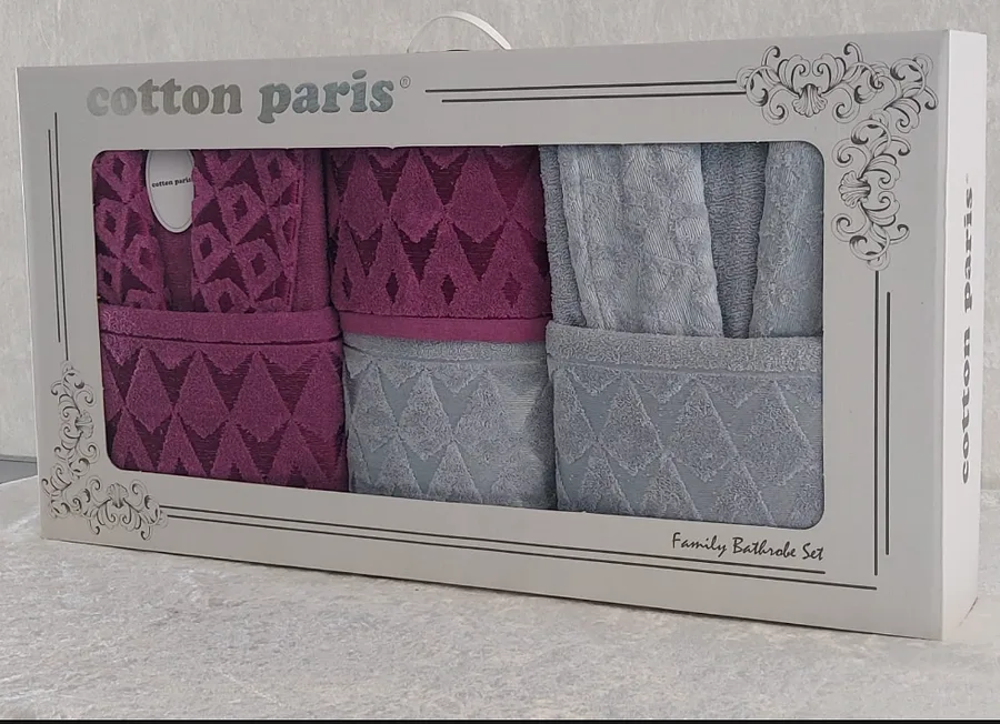 Cotton Paris premium kısmi kadife bornoz seti