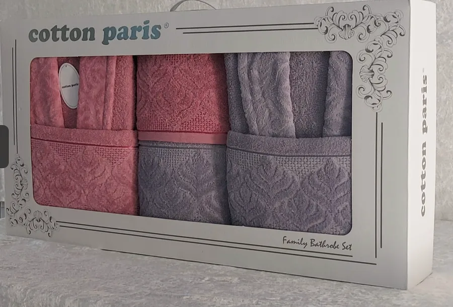 Cotton Paris premium kısmi kadife bornoz seti