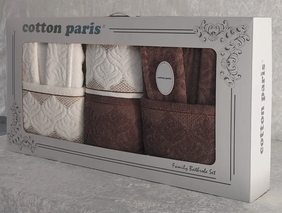 Cotton Paris premium kısmi kadife bornoz seti