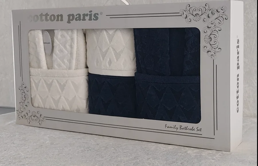 Cotton Paris premium kısmi kadife bornoz seti