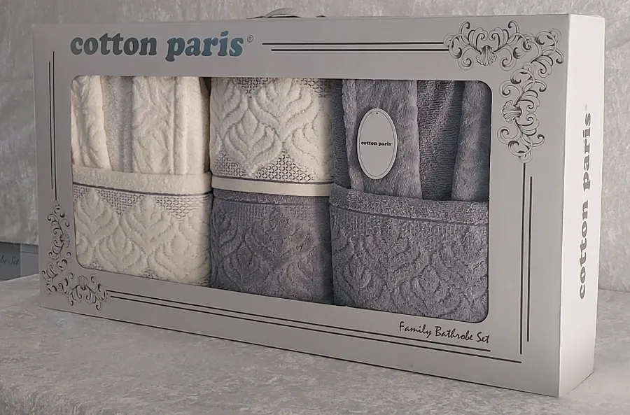 Cotton Paris premium kısmi kadife bornoz seti